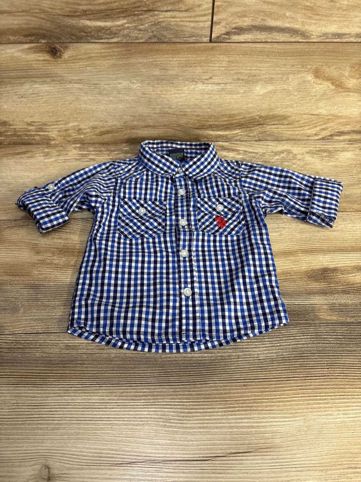 U.S. Polo Assn. Plaid Button-Up Shirt Blue sz 18m