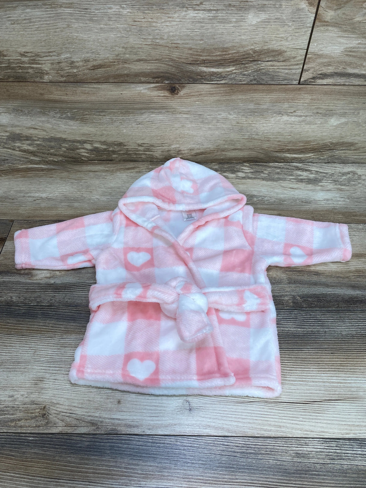 Zak & Zoey Checkered Hooded Robe Pink sz 0-9m