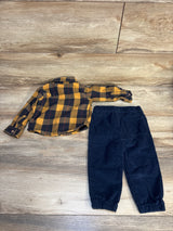 Little Lad 2pc Plaid Button Up & Cord Pants Set Yellow sz 12m