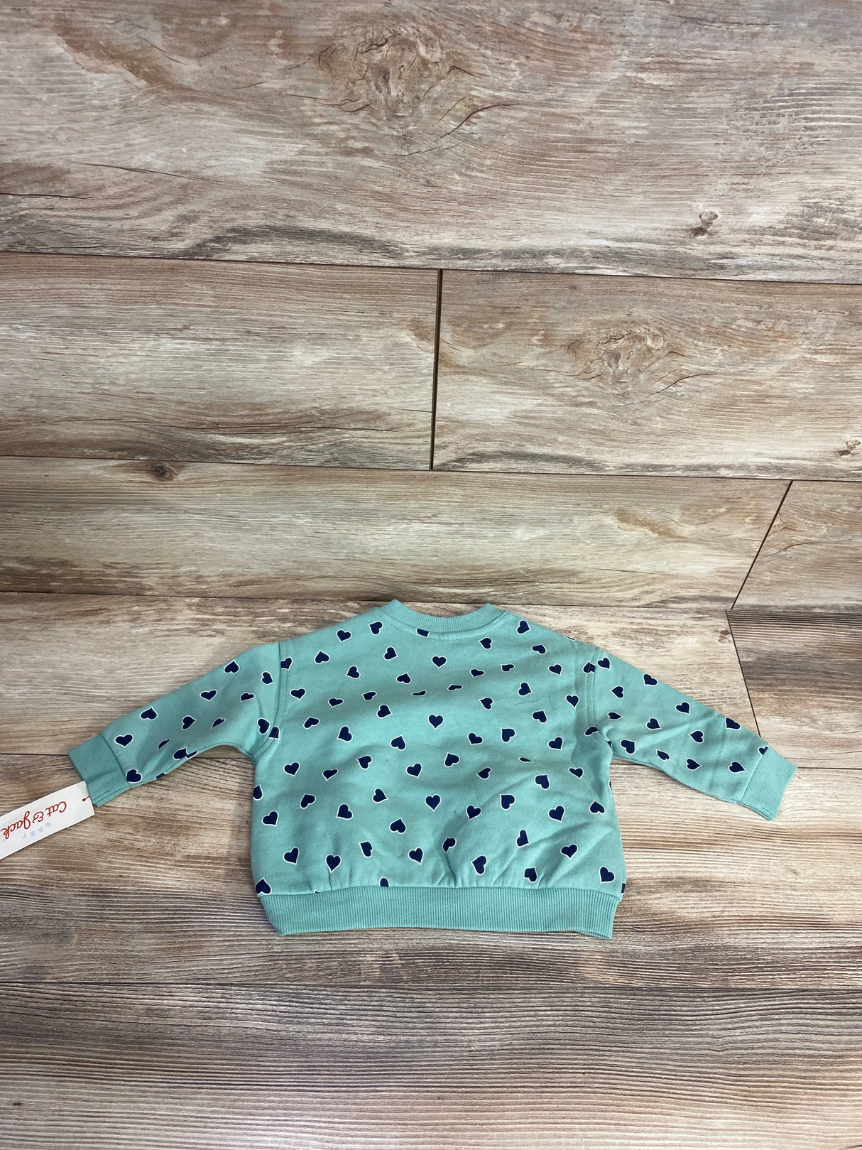 NEW Cat & Jack Heart Print Sweatshirt Green sz 6-9m