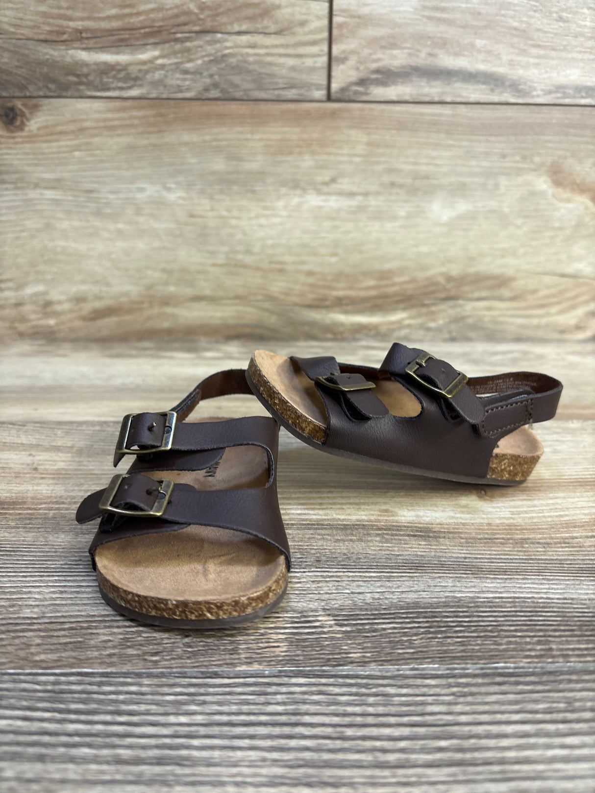 Old Navy Faux-Leather Double-Buckle Sandals Brown sz 4/5c
