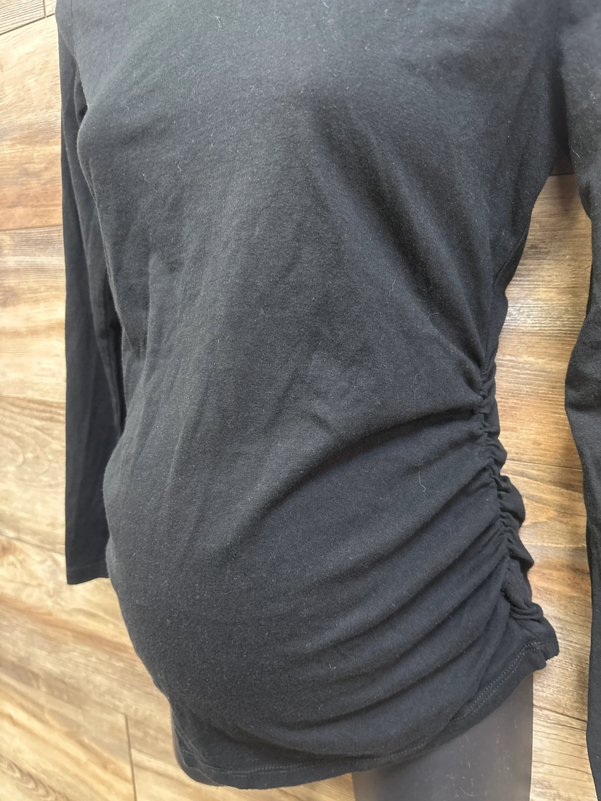 Isabel Maternity Long Sleeve Ruched Shirt Black sz Small