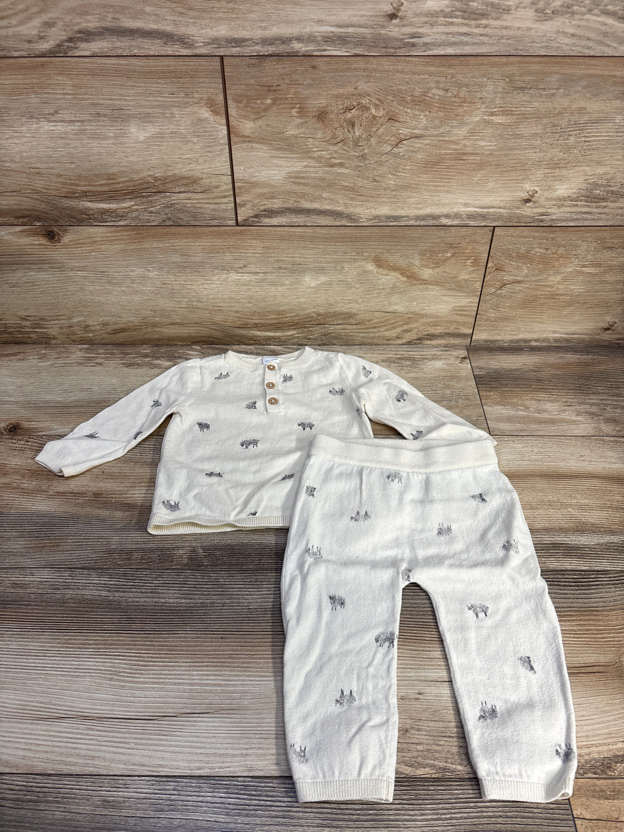 Carter's 2pc Sheep Henley Shirt & Pants Set Ivory sz 12m