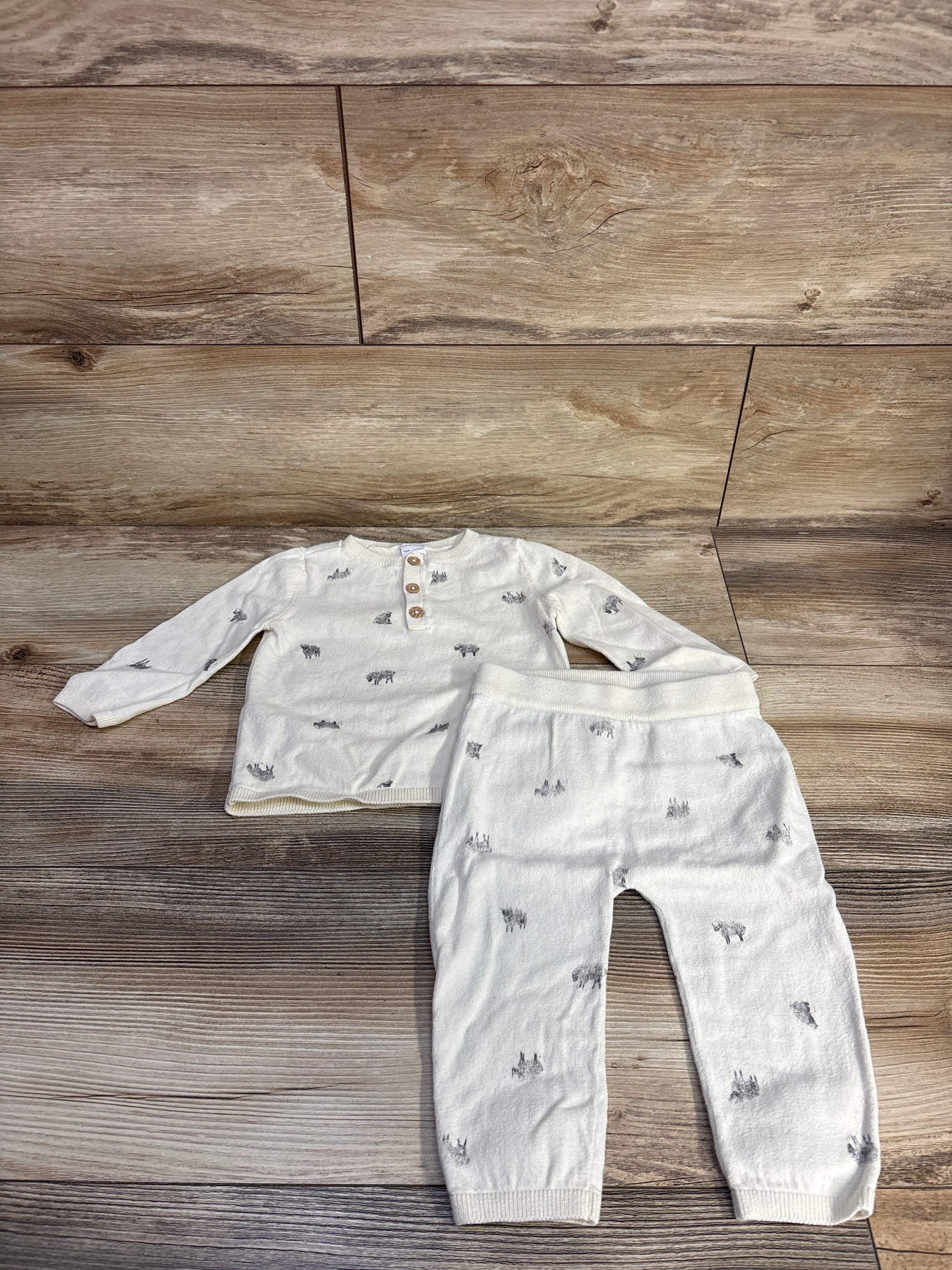 Carter's 2pc Sheep Henley Shirt & Pants Set Ivory sz 12m