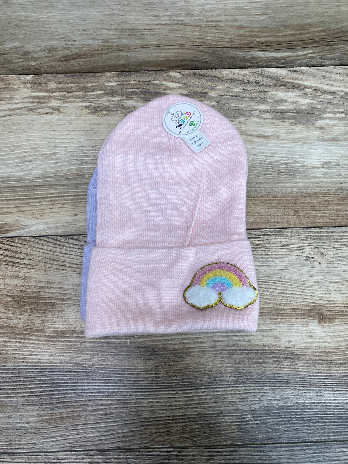 NEW NYGB 2Pk Pink/Purple Rainbow Beanies Sz 12-24m