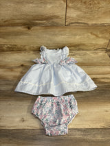 Draper James 2pc Striped Ruffle Dress & Floral Bloomers Set Blue sz 6/9m