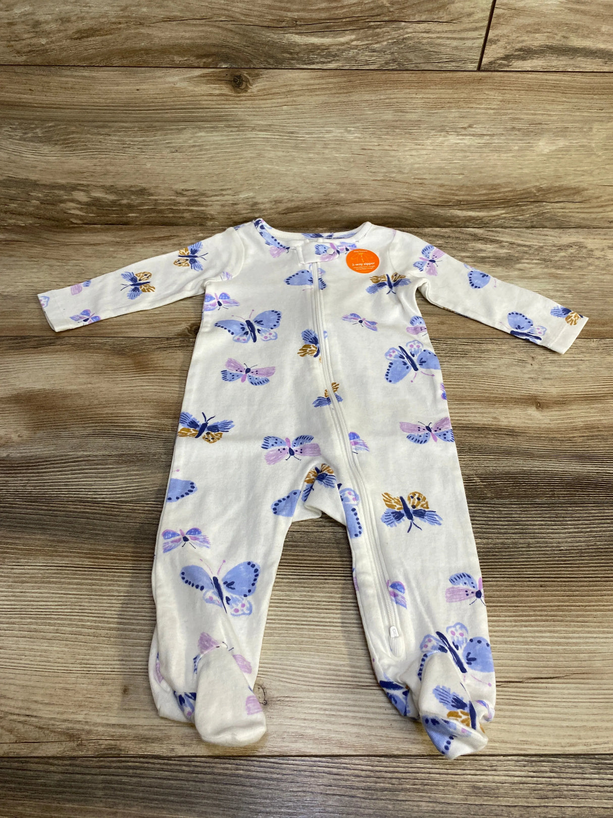 NWOT Just One You Butterfly Print Sleeper White sz 6m