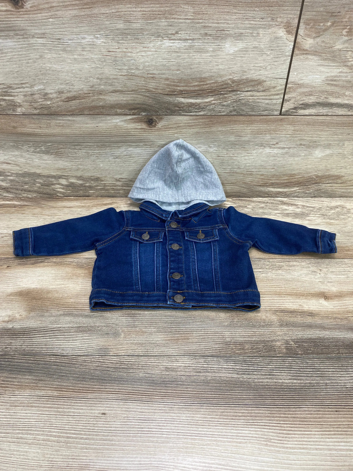 Okie Dokie Hooded Denim Jacket Blue sz 6m