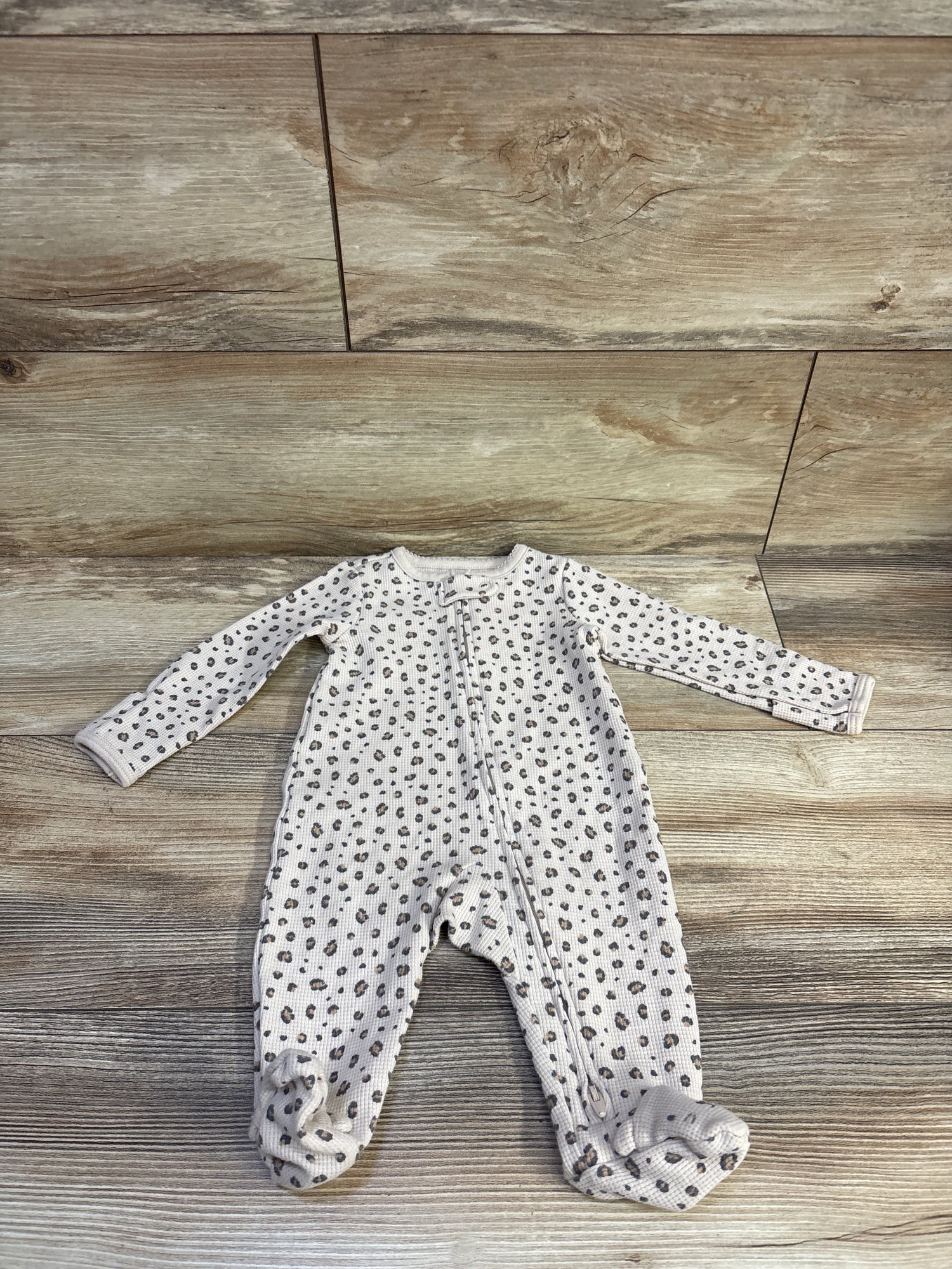 Just One You Waffle Knit Leopard Sleeper Beige sz 3m