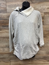 NEW Isabel Maternity Snap Sherpa Collar Sweatshirt Grey sz Large
