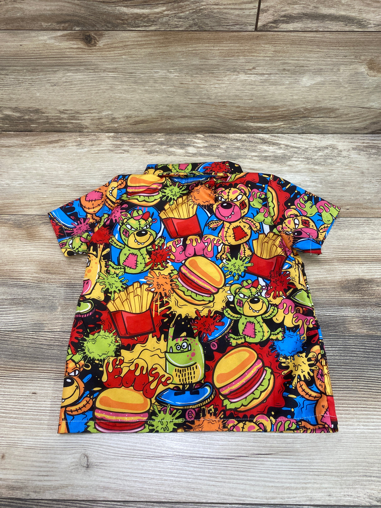 Shein Burgers & Fries Button Up Shirt sz 4Y