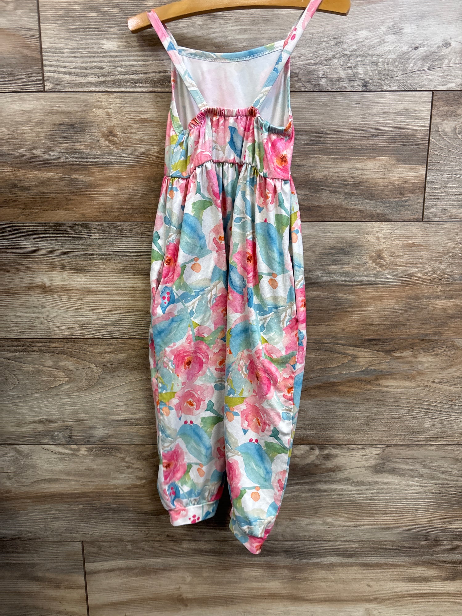 Generic Watercolor Floral Sleeveless Jumpsuit White sz 3-4T