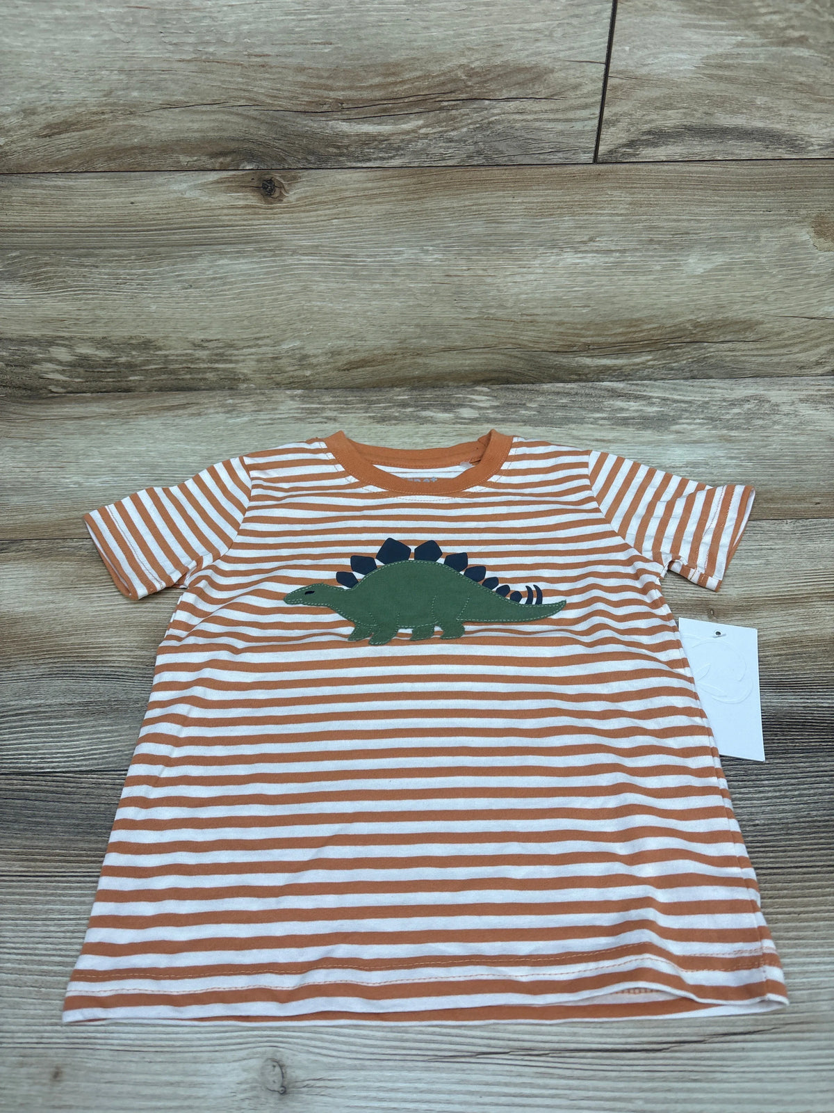 NEW Planet Cotton Striped Dino Shirt Orange sz 4T