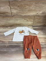 Just One You 2pc My First Thanksgiving Shirt & Bottoms Set Grey sz 3m