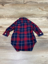 Oshkosh Plaid Button-Up Bodysuit Red sz 9m