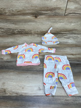 M+A by Monica + Andy 3pc Organic Rainbow Kimono Set White sz 0-3m