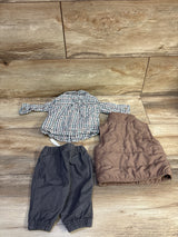 Just One You 3pc Puffer Vest Set Brown sz Newborn