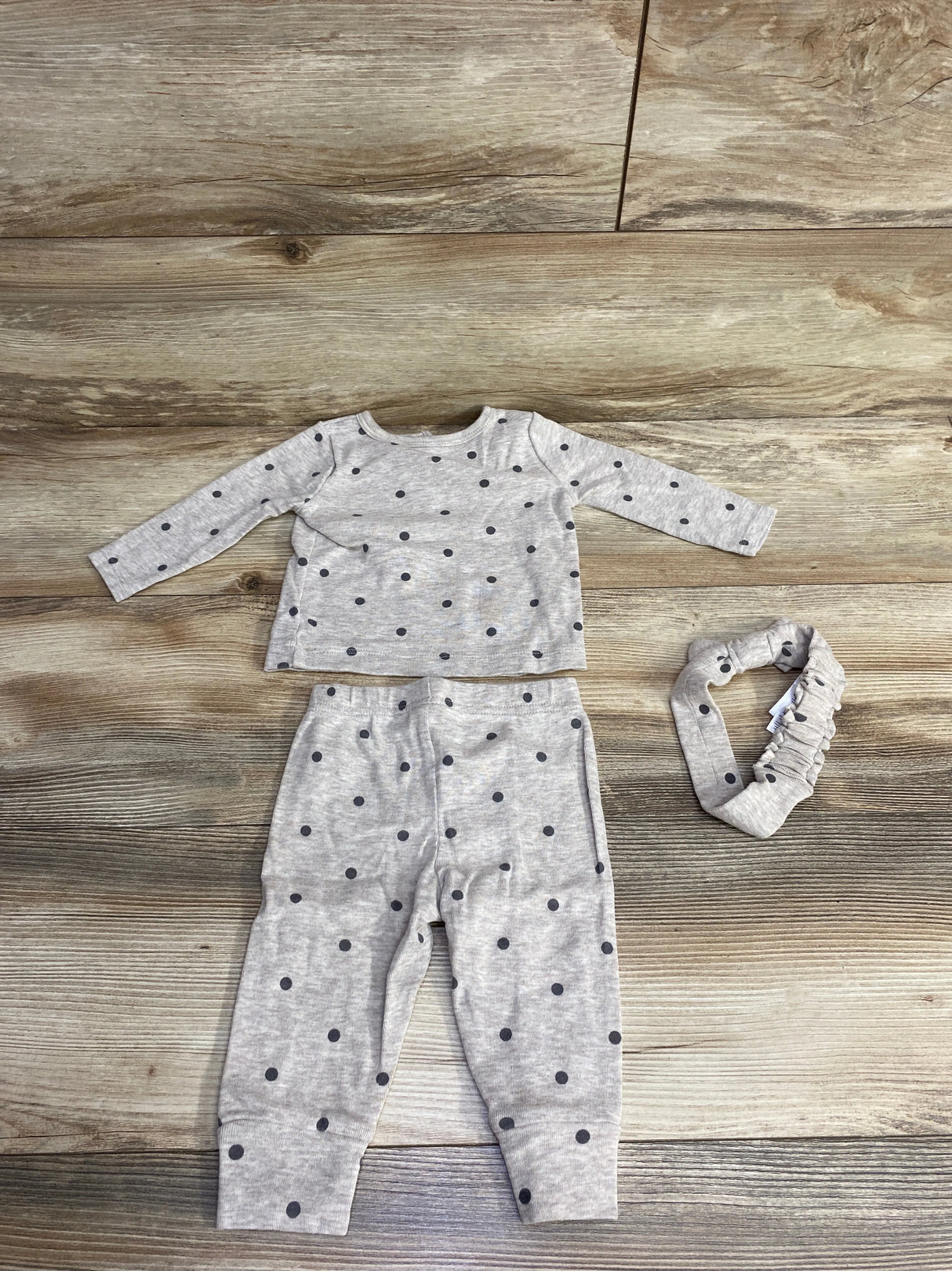 Just One You 3pc Polka Dot Henley Shirt Taupe sz 6m