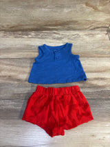 Cat& Jack 2pc Tank Top & Terry Shorts Blue sz Newborn