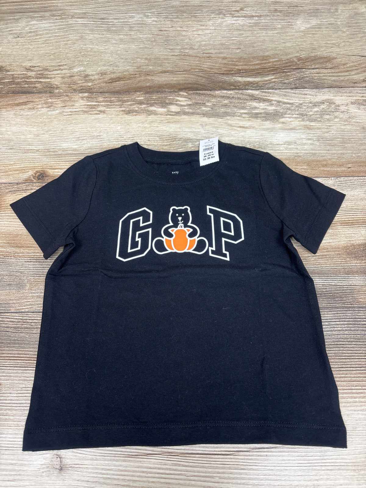 NEW Baby Gap Logo Pumpkin Shirt Black sz 3T