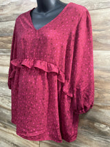 NEW Isabel Maternity Ruffle Waist Woven Top Berry sz Large