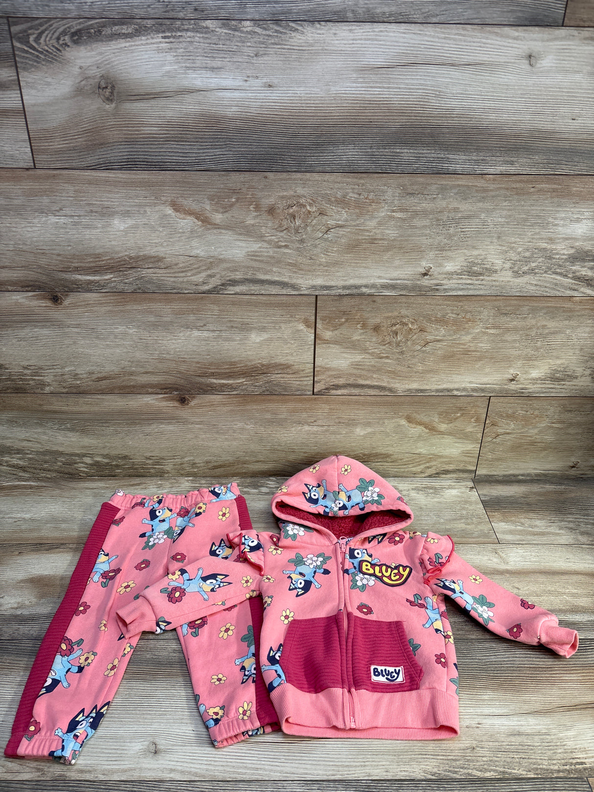 Bluey 2pc Zip-Up Jacket & Joggers Set Pink sz 2T