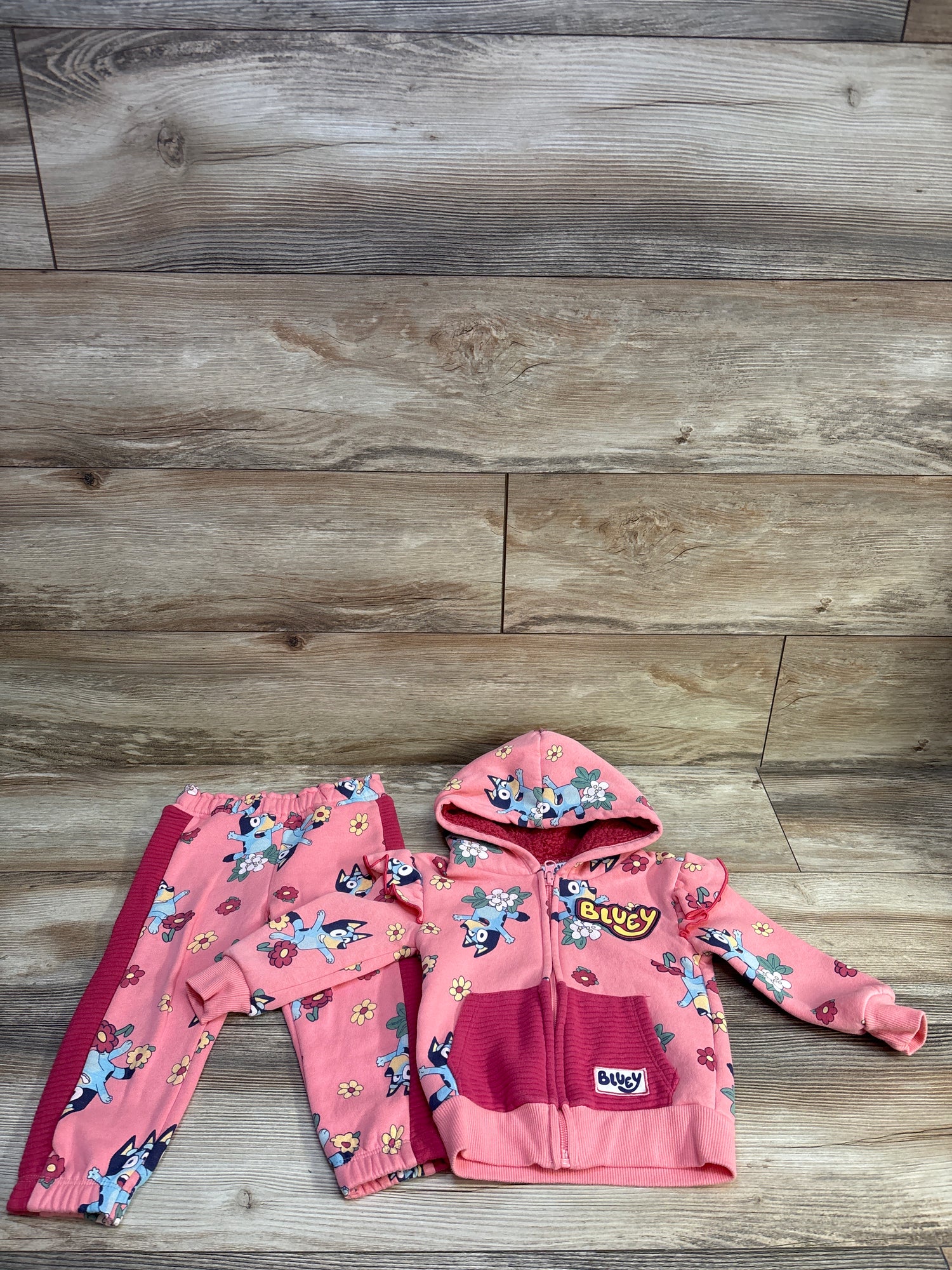 Bluey 2pc Zip-Up Jacket & Joggers Set Pink sz 2T