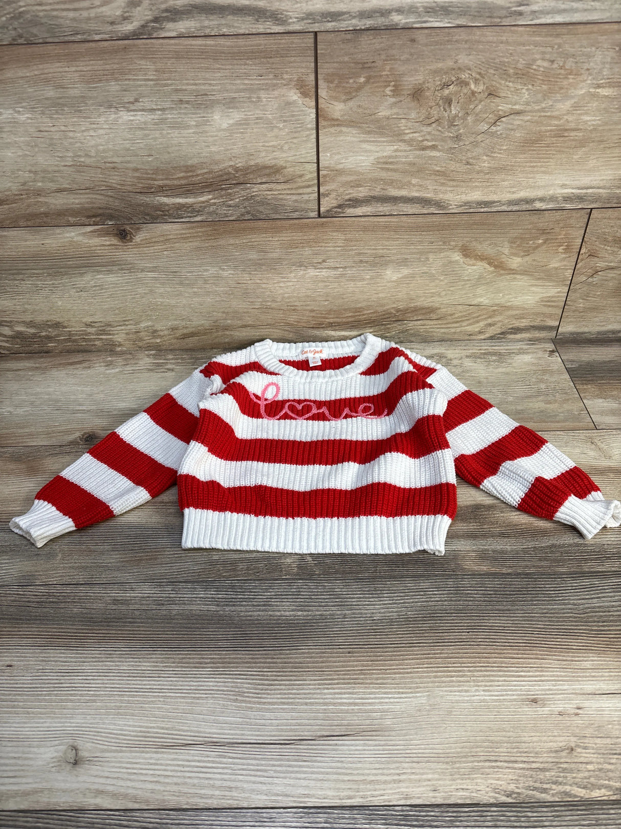 Cat & Jack Chunky Knit Love Sweater White sz 3T