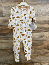 NEW Milkberry 2pc Western Sleeper & Hat Set White sz 6-9m