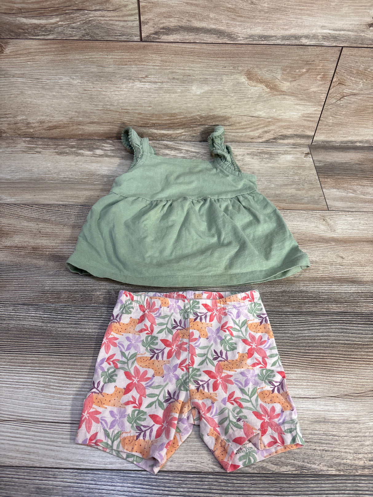 Just One You 2pc Tank Top & Shorts Set Green sz 18m
