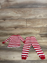 Family Feeling 2pc Striped Santa Pajama Set Red sz 18-24m