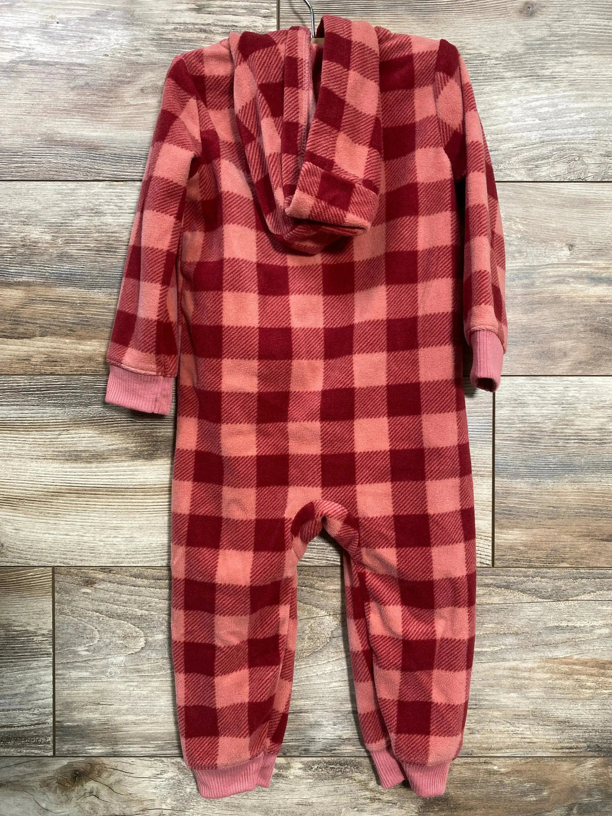 Carter's Plaid Hooded Fleece Coverall Pink sz 24m