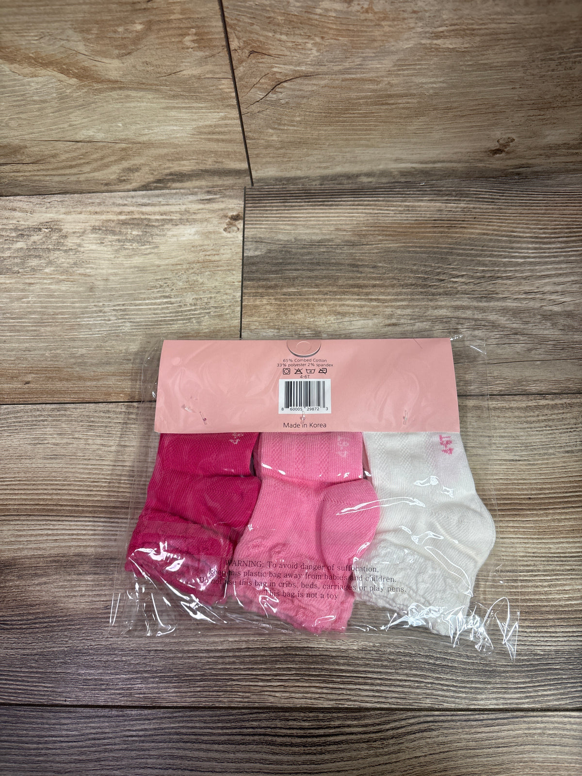NEW Comfort by ITG 6pk Girls Socks Pink sz 4-6T