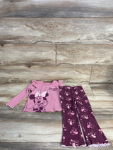Disney 2pc Minnie Mouse Ribbed Shirt & Pants Set Pink sz 3T