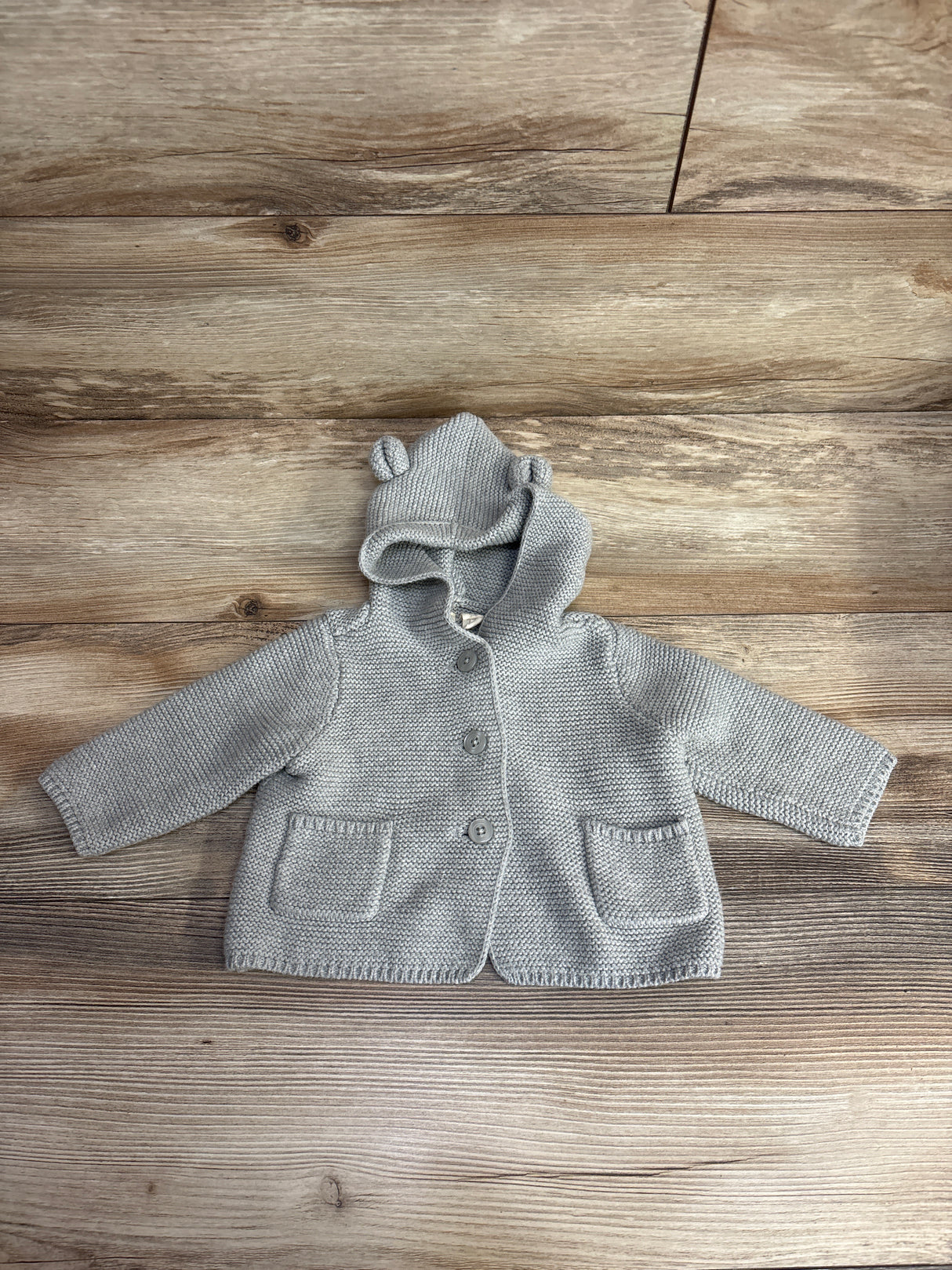 Baby Gap Chunky Knit Bear Garter Cardigan Tan sz 3-6m