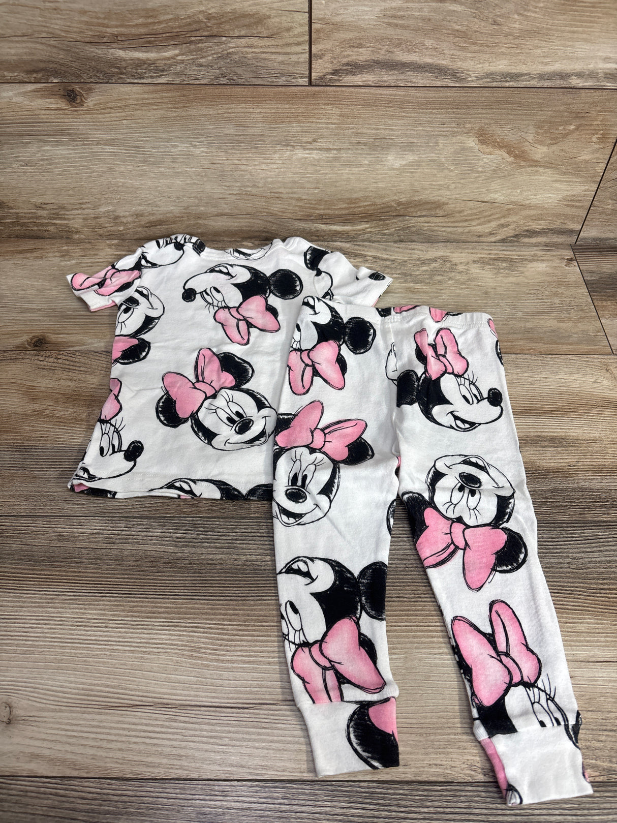 Disney Junior Minnie Mouse Pajama Set White sz 2T