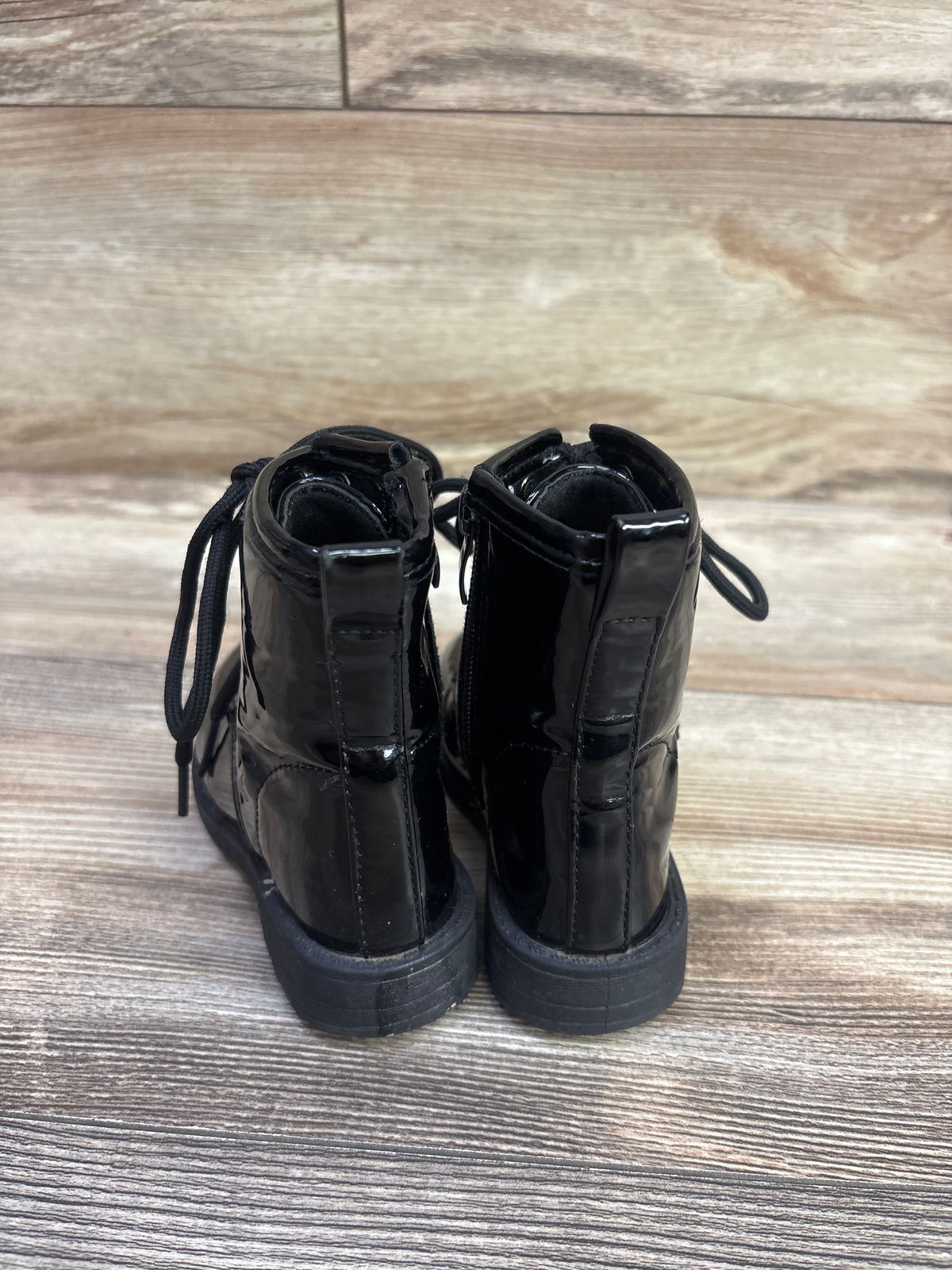 Patent Leather Lace-Up Ankle Boots Black sz 5c