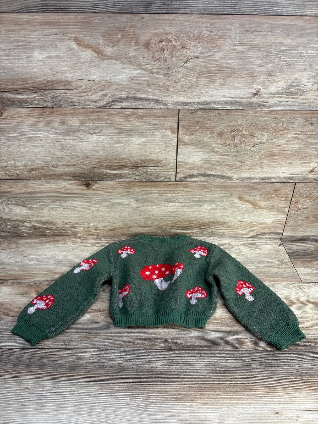 Shien Knitted Mushroom Crop Sweater Green sz 5T
