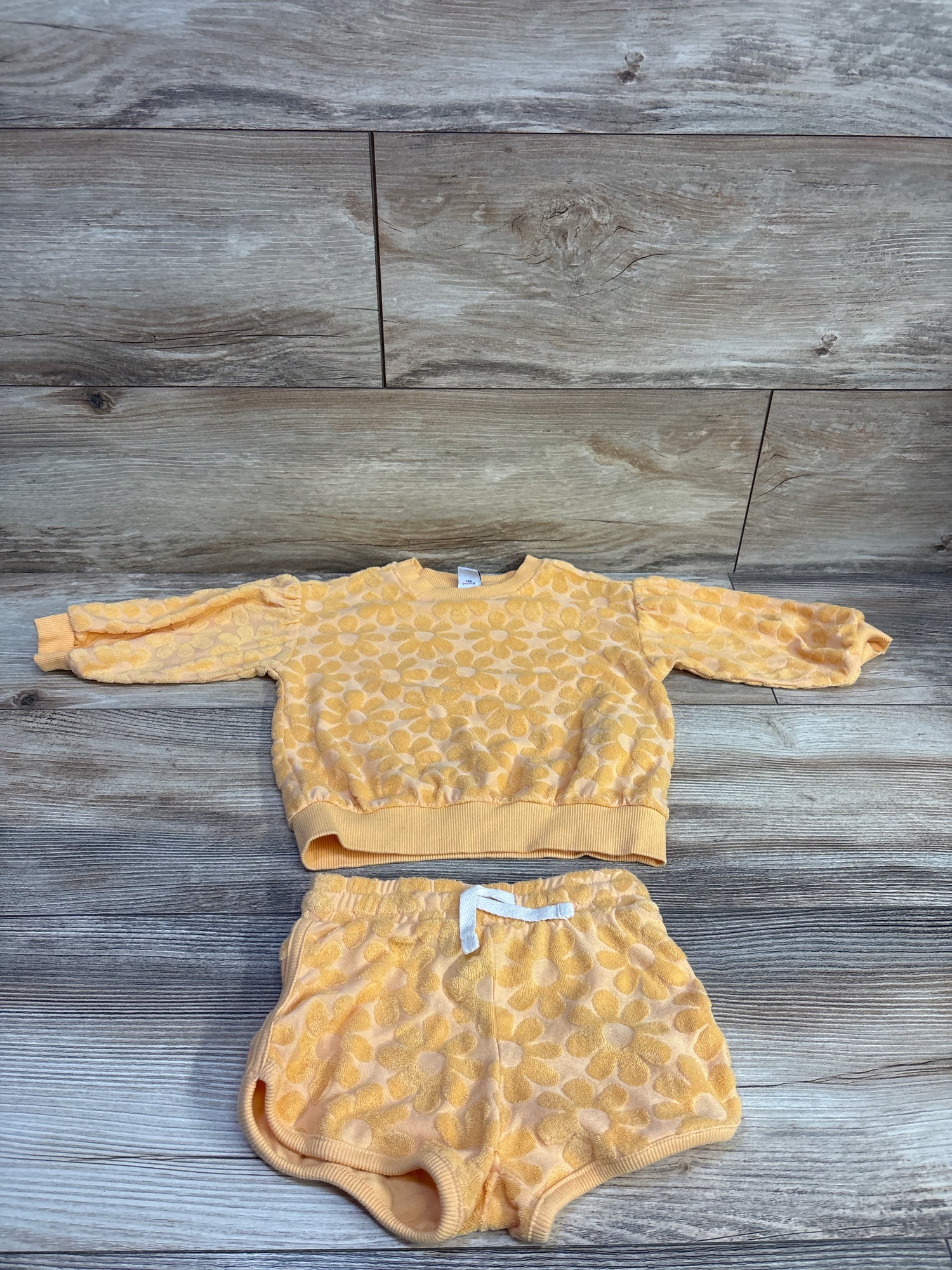 Old Navy 2pc French Terry Sweatshirt & Shorts Set Orange sz 18-24m