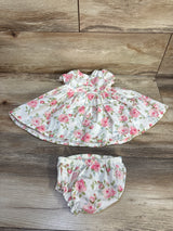 Nannette 2pc Floral Dress & Bloomers set White sz 0-3m