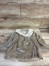 Zara Crushed Velvet Long Sleeve Dress Tan sz 2-3T