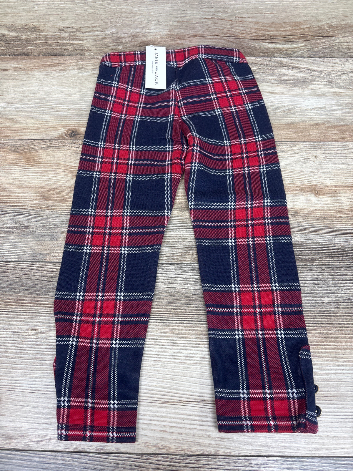 NEW Janie & Jack Button Cuff Ponte Pants in Tartan Plaid Red sz 3T