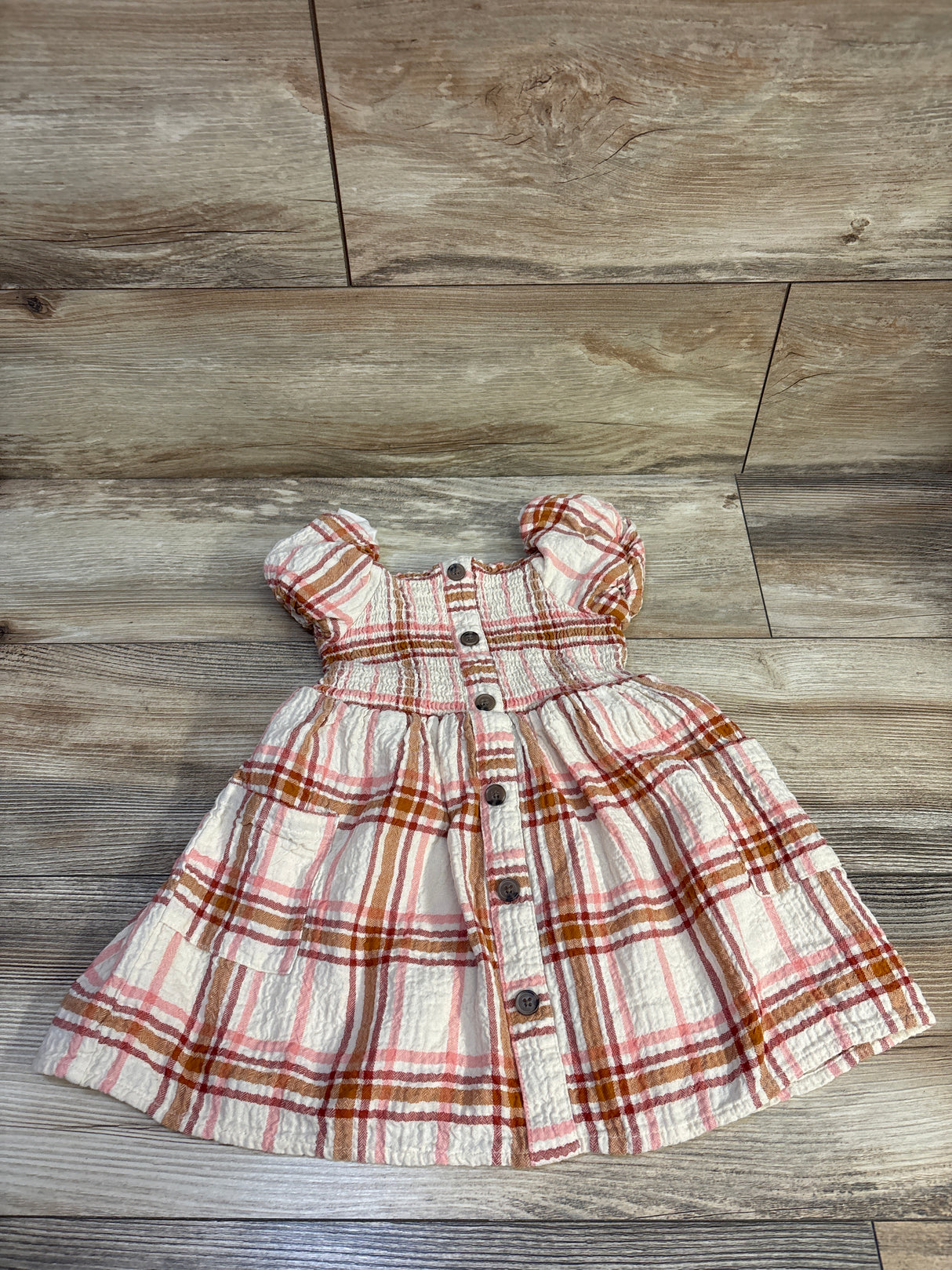 Cat & Jack Smocked Gauze Dress Beige sz 3T