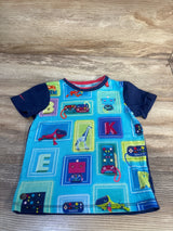 Colorful kids short sleeve shirt with animal, robot, letters, and game controller print