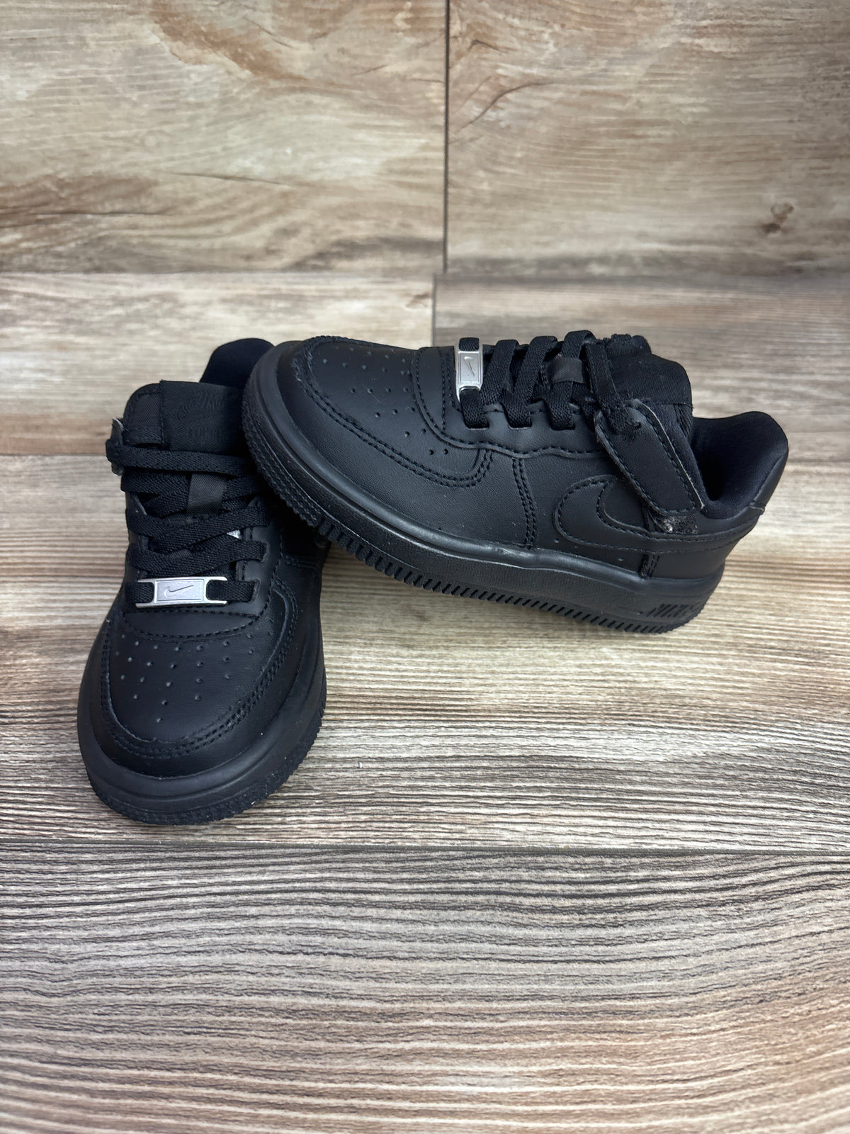 Nike Force 1 Low EasyOn PS 'Triple Black' Sneakers sz 8c
