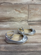 Janie & Jack Metallic Ankle Strap Bow Ballet Flats Silver sz 5c
