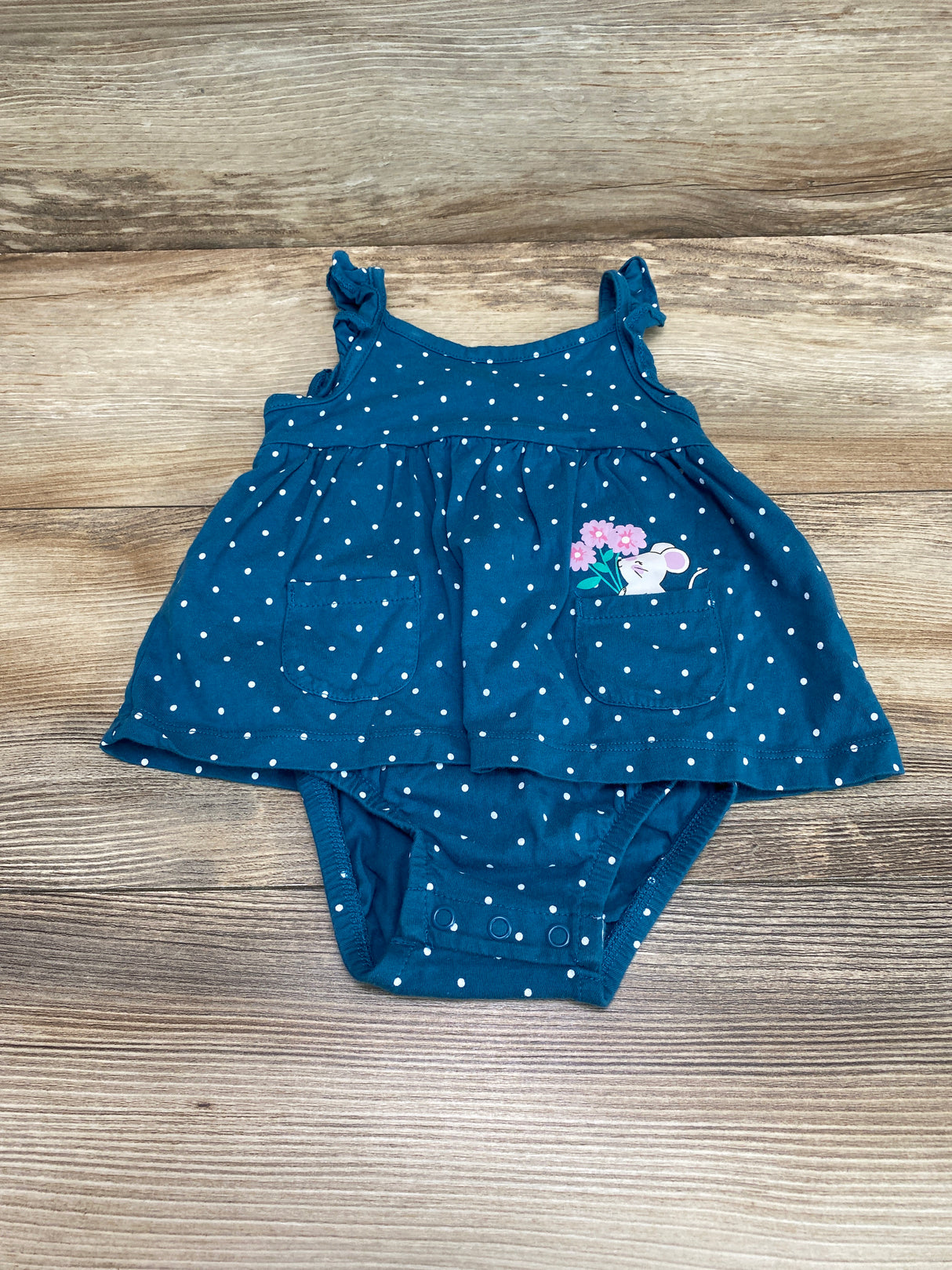 Carter's Polka Dot Bodysuit Dress Blue sz 9m