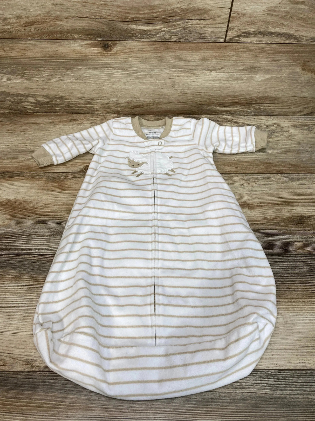 Carter's Striped Lamb Fleece Sleep Sack White sz 0-3m