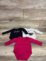 Princess Rose 3Pk Long Sleeve Bodysuits Pink sz 3-6m