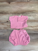 Baby Gap 2pc Ribbed Henley Top & Bloomer Shorts Pink sz 0-3m